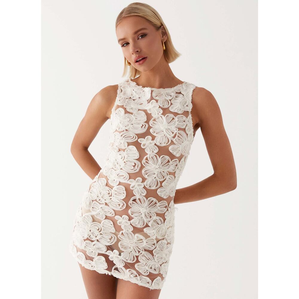 Peppermayo Candace Floral Mini Dress - Us 0 Ivory - Picture 1 of 4